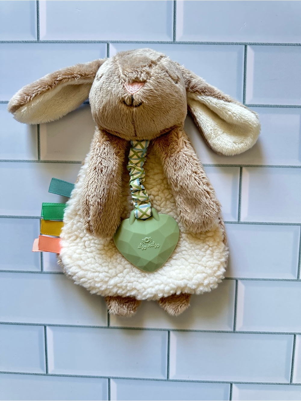 Itsy Ritzy Plush Bunny Comforter with Mint Teether